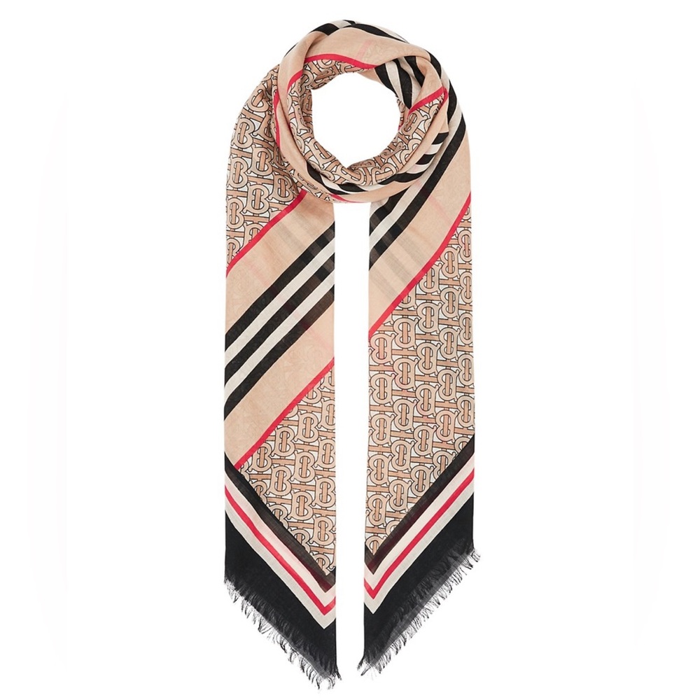 SOLD - Burberry TB Monogram Scarf - Picture 5 of 5